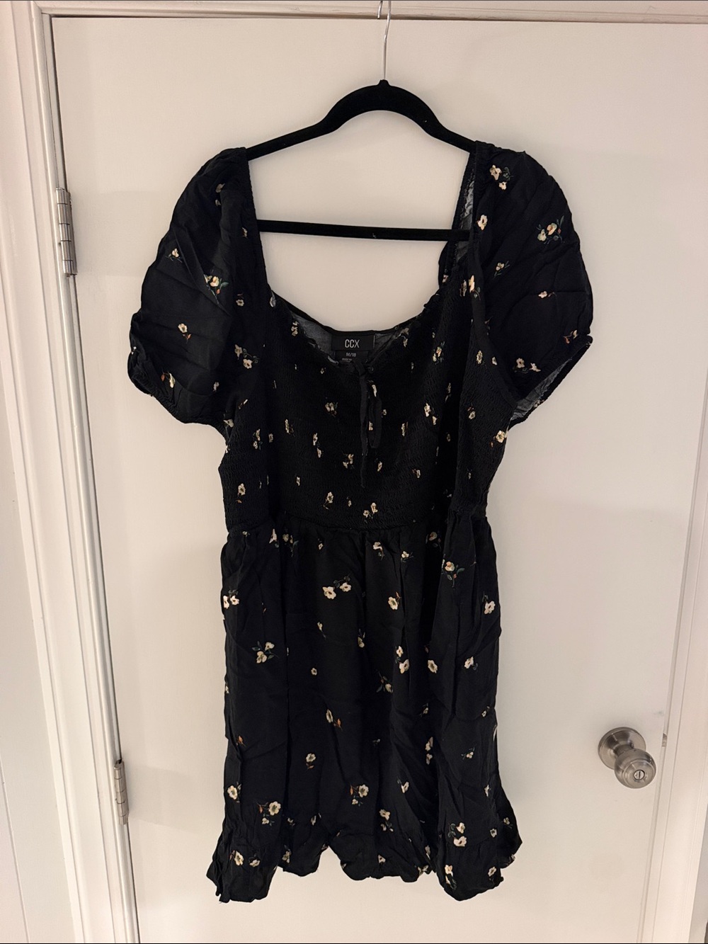 NWOT City Chic Black Mini Dress with Cream Floral Print
